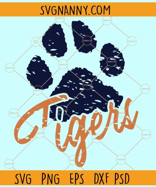 Tigers Paw Print SVG, Tigers SVG, Tigers Football svg, Tigers Football clipart svg