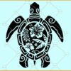 Tribal Hibiscus Sea Turtle SVG, Turtle SVG, Sea Turtle SVG, Sea Turtle PNG, Hawaiian Sea Turtle svg
