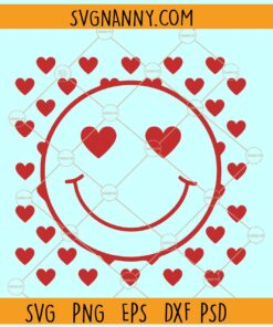 Valentine retro Smiley Face SVG, Retro Valentines Day Svg, Groovy Valentines Svg