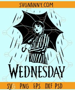 Wednesday girl with umbrella svg, Wednesday Addams SVG file, Wednesday Addams SVG, Wednesday Addams png