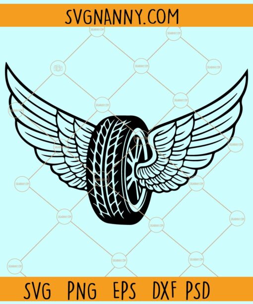Wheel with angel wings SVG, memorial angel wings svg, Angel Wings SVG, angel wings clipart svg