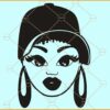 Woman face with cap SVG, Earrings Svg, Black Woman svg, African American svg