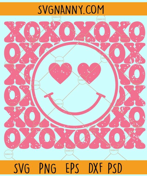XOXO smiley face SVG, Love Happy Face SVG, Xoxo svg, Hugs and Kisses svg
