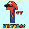 1st Birthday Mario Bros SVG, Mario Bros svg, super Mario Birthday svg, one Mario Bros svg