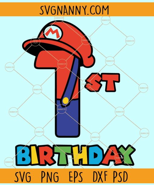 1st Birthday Mario Bros SVG, Mario Bros svg, super Mario Birthday svg, one Mario Bros svg