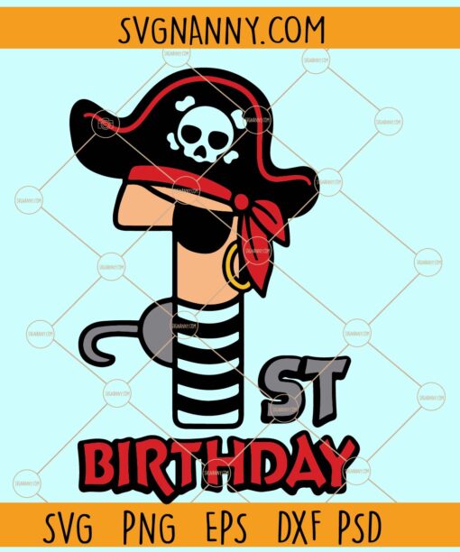1st Pirate Birthday Svg, Pirate Number 1 svg, Birthday Number 1 svg, Pirate's hat svg