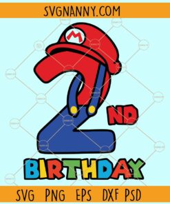 2nd Birthday Mario Bros svg, Second Mario Bros svg,  super Mario Birthday svg