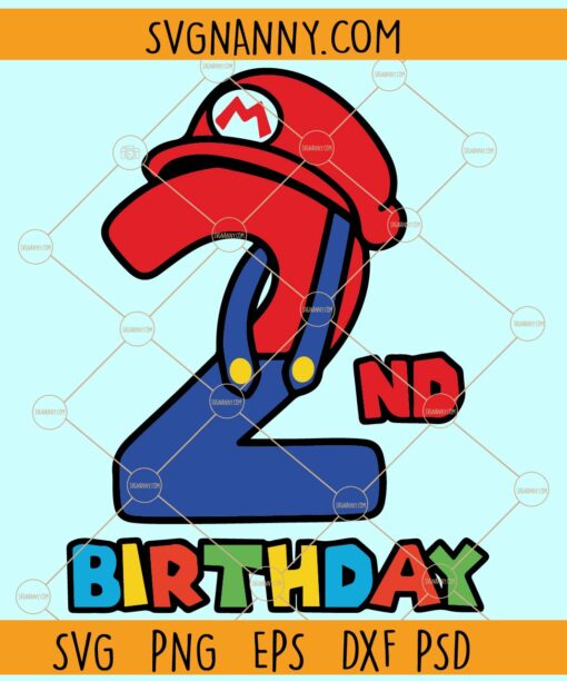 2nd Birthday Mario SVG, Mario Bros svg,  2nd Birthday Mario Bros svg