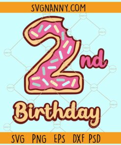 2nd Donuts Birthday Svg, Second birthday svg, Birthday Donut party svg,  Donuts Birthday Svg