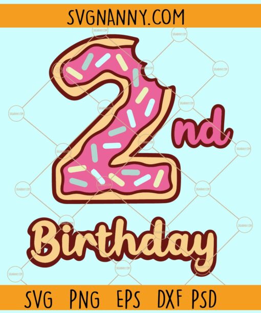 2nd Donuts Birthday Svg, Second birthday svg, Birthday Donut party svg,  Donuts Birthday Svg