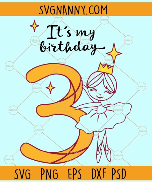 3rd Birthday ballet svg, third Ballerina birthday svg, Ballerina birthday svg