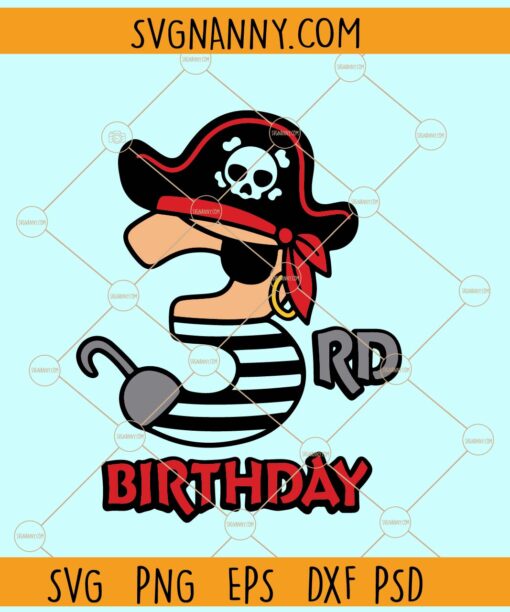 3rd Pirate Birthday Svg, Pirate Number 3 svg, Birthday Number 3 svg, Pirate's hat svg