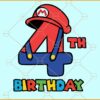 4th Birthday Mario Bros svg, Fourth Mario Bros svg,  super Mario Birthday svg