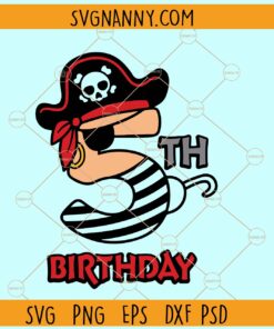 5th Pirate Birthday Svg, Pirate Number 5 svg, Birthday Number 5 svg, Pirate's hat svg