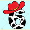 6th Birthday cowboy svg, 6th birthday cowboy svg, Cow number svg, Cow print svg