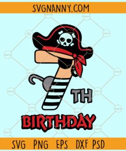 7th Pirate Birthday Svg, Pirate Number 7 svg, Birthday Number 7 svg