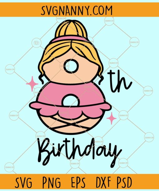 8th Birthday ballet svg, Eighth Ballerina birthday svg, Ballerina birthday svg