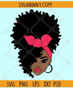 Afro Black Girl with bandana SVG, Afro woman Silhouette svg files, Black Woman SVG Files