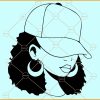 Afro woman cap low svg, African American Cap Low Woman Silhouette svg, African American svg