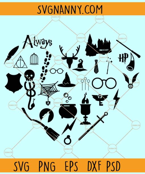 All This Time Always Svg, Love Svg, HP Heart Svg, Fantasy Wizard Svg