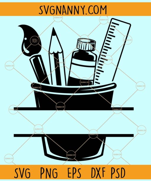 Artist split name frame svg, Artist tools svg, Teacher svg, School svg