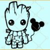 Baby Groot with Mickey Ballon SVG, balloons svg, mouse head svg