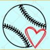 Baseball Softball Heart Doodle SVG, Baseball Softball Heart SVG, baseball heart svg