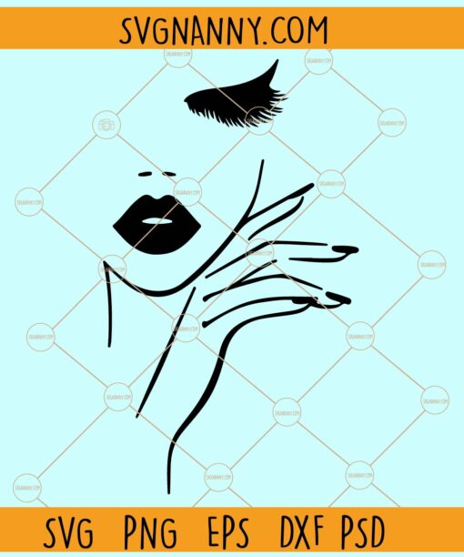 Beauty Face SVG, Woman Beauty Human Face Svg, Glamour Lady Svg, Perfection Lipstick Svg