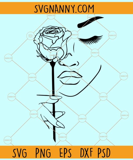 Beauty face with flower SVG, floral face svg, floral head svg, woman face svg, flower head svg