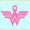 Breast Cancer Wonder Woman SVG, Breast Cancer Super hero logo SVg, Breast Cancer Awareness svg
