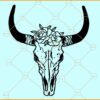 Bull Skull with flowers SVG, Floral bull skull svg , Western svg , Skull Cow Svg