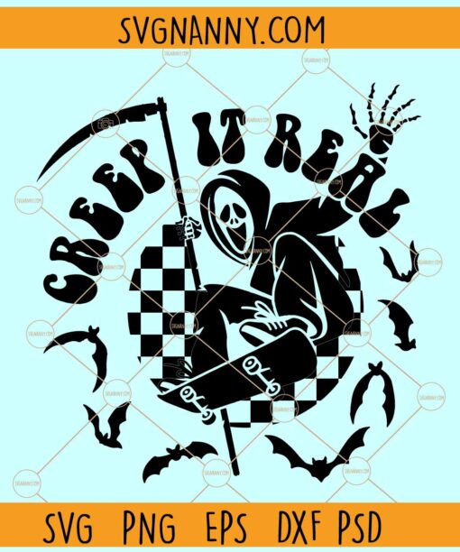 Checkered Retro Creep it real Svg, Creep it real Svg, Spooky Vibes svg