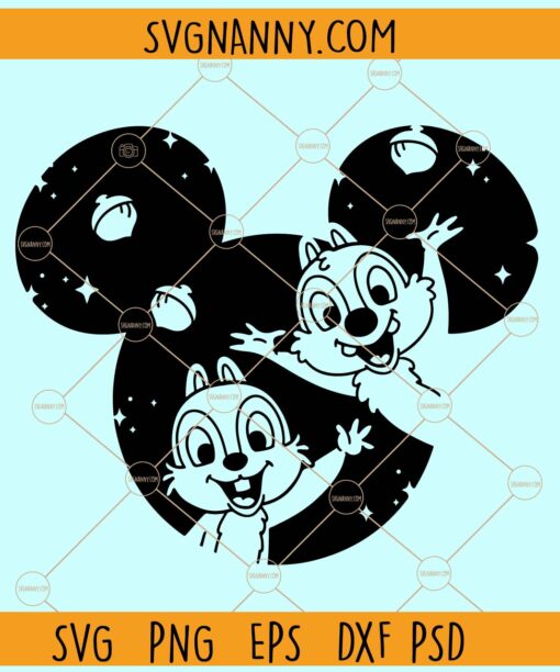 Chip and Dale Mickey ears SVG, Chip and Dale Ears SVG, Chip and Dale in Mouse head svg