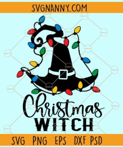 Christmas witch svg, Witch hat with Christmas lights svg, Christmas svg, Christmas svg file