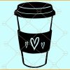 Coffee cup with hearts SVG, Coffee Cup Heart SVG Files