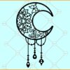 Crescent Moon Mandala Svg, Celestial SVG, Moon SVG, Celestial Moon svg