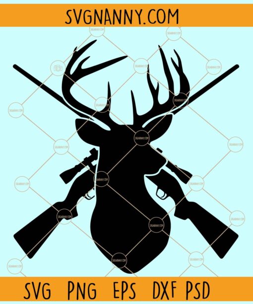 Deer head and riffles SVG, Deer Head And Crossed Hunting Rifles svg, Deer Head SVG