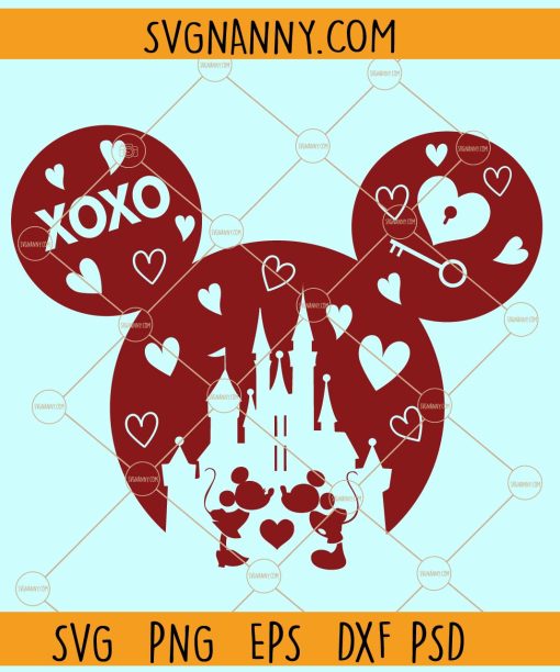 Disney Valentine svg, Mouse Ears XOXO Svg, Mouse Valentine's day svg