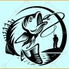 Fisherman catching fish SVG, Fisherman svg, Fishing svg, Fish hook svg, Bass Fishing Svg