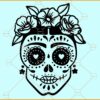 Warriors Floral woman sugar skull svg, Sugar Skull SVG, Sugar Skull Day of the Dead svg