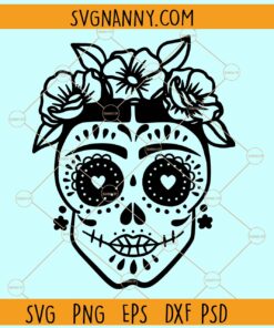 Warriors Floral woman sugar skull svg, Sugar Skull SVG, Sugar Skull Day of the Dead svg