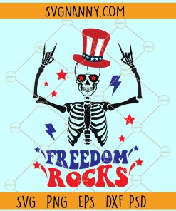 Freedom rocks Skeleton svg, Skeleton 4th of July svg, Fourth of July Svg