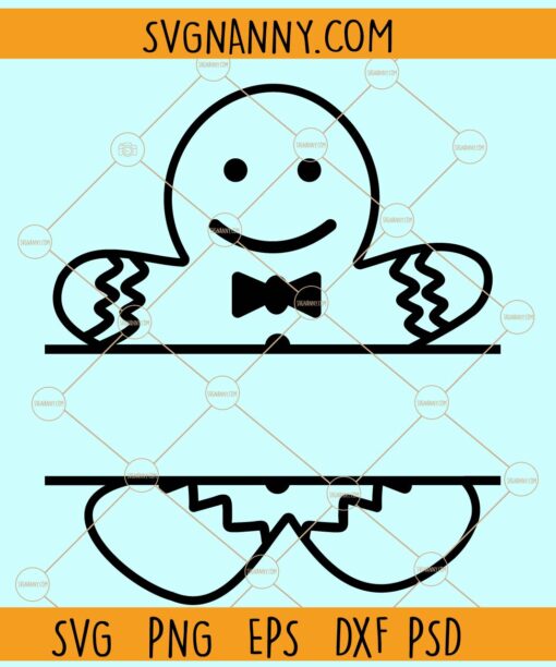 GingerBread man Split monogram svg, Christmas svg, Christmas svg file, Christmas clipart svg