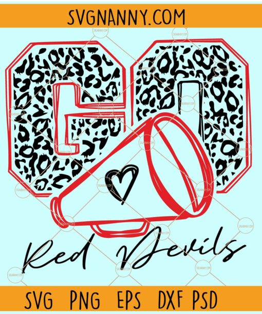 Go Red Devils Leopard SVG, Red Devils Mascot SVG, Team spirit svg, Red Devils svg, Red Devils svg file