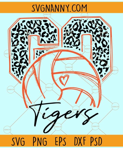 Go Tigers Volleyball SVG, Tigers Mascot SVG, Team spirit svg, Tigers svg, Tigers svg file, Volleyball svg