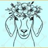 Goat with flower crown SVG, Goat Flowers svg, Goat with floral crown SVG