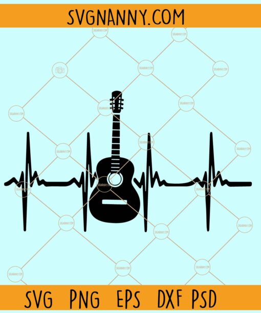 Guitar heartline SVG, Heartbeat guitar svg, guitar svg, electric guitar svg, music svg