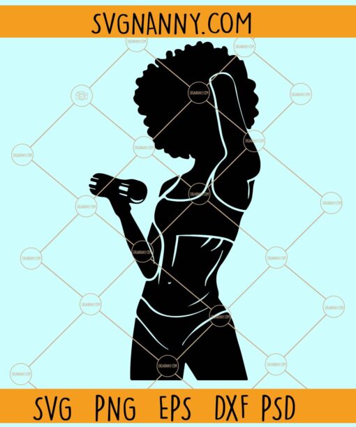 Gym black girl SVG, , female body building svg, Female Body Builder Silhouette svg
