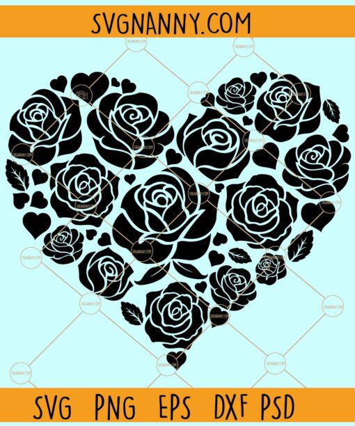 Heart of roses svg, Valentine Heart SVG, Valentine's Day heart SVG, Valentine Shirt Svg