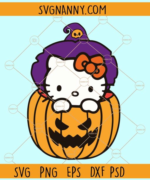 Hello kitty with pumpkin svg, Pumpkin face svg, Pumpkin Halloween svg, Halloween shirt svg